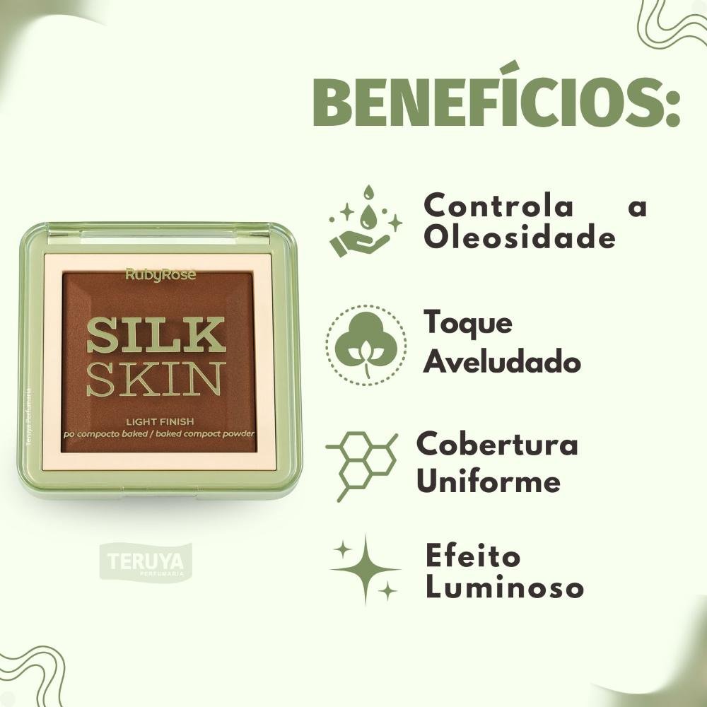 Pó Compacto Ruby Rose Silk Skin Light Finish PC90 HB-M403-9 ÚNICO 2