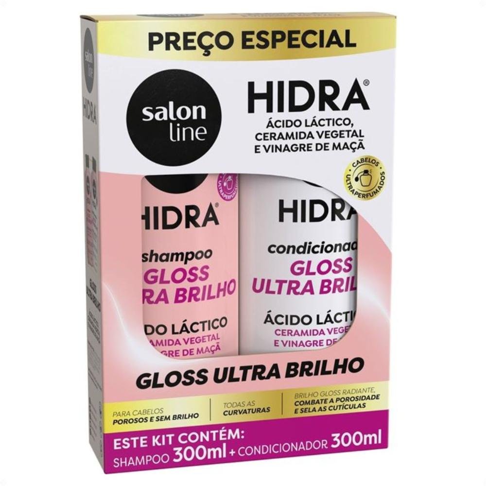 Kit Salon Line Hidra Gloss Ultra Brilho: Shampoo e Condicionador 300ml
