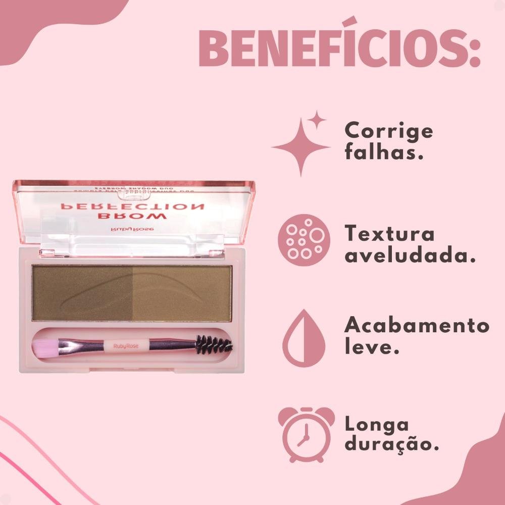 Sombra para Sobrancelhas Duo Ruby Rose Brow Perfection Duo 01 HB-E2501-1 ÚNICO 2