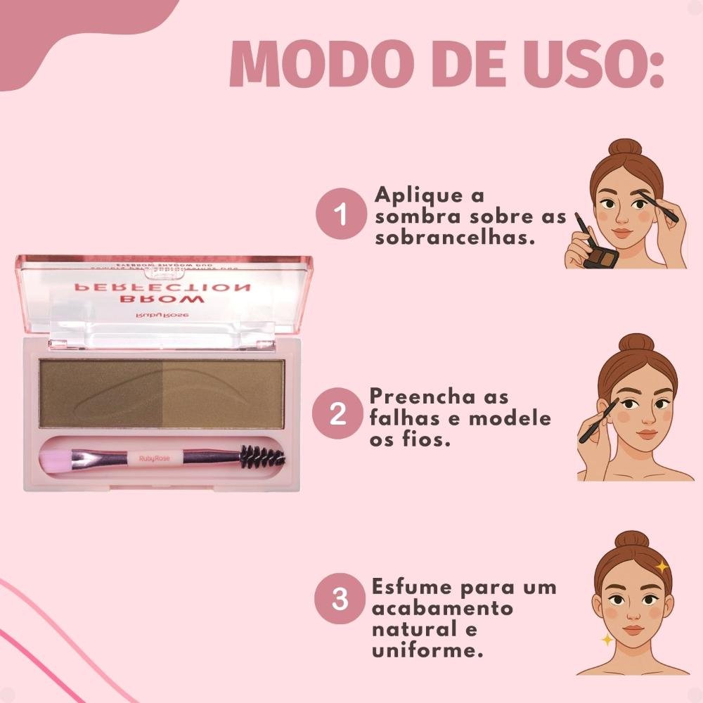 Sombra para Sobrancelhas Duo Ruby Rose Brow Perfection Duo 01 HB-E2501-1 ÚNICO 8