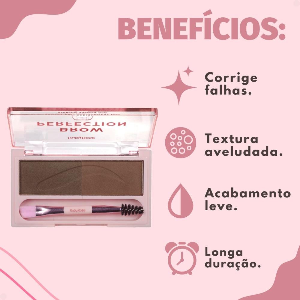 Sombra para Sobrancelhas Duo Ruby Rose Brow Perfection Duo 04 HB-E2501-4 ÚNICO 2