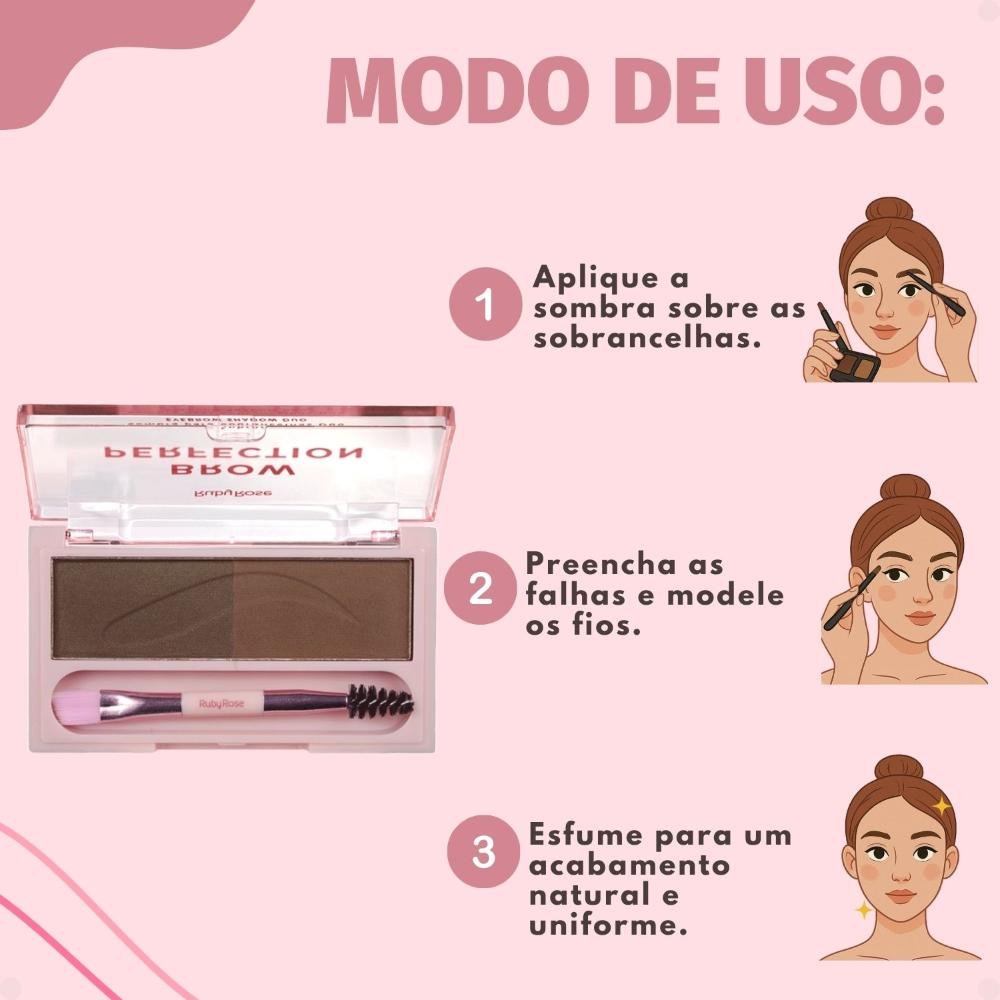 Sombra para Sobrancelhas Duo Ruby Rose Brow Perfection Duo 04 HB-E2501-4 ÚNICO 8