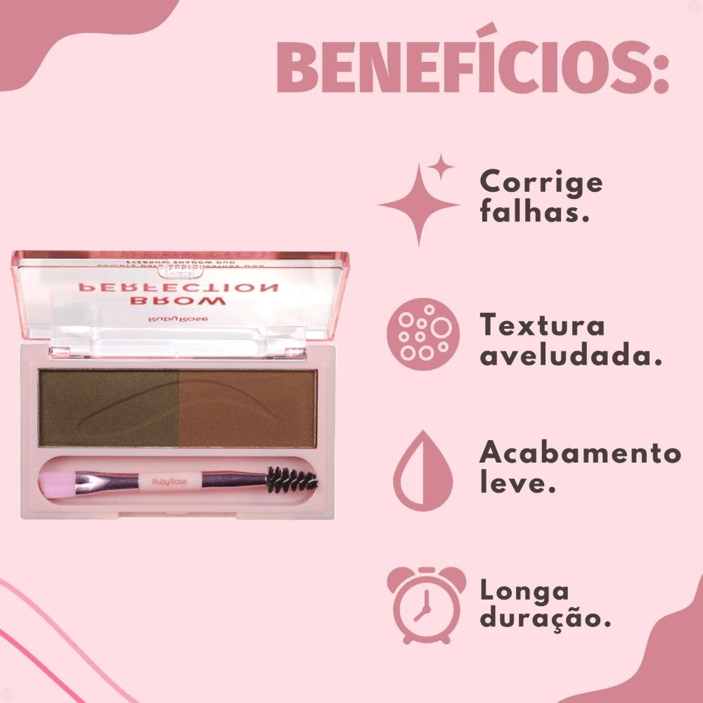 Sombra para Sobrancelhas Duo Ruby Rose Brow Perfection Duo 03 HB-E2501-3 ÚNICO 2