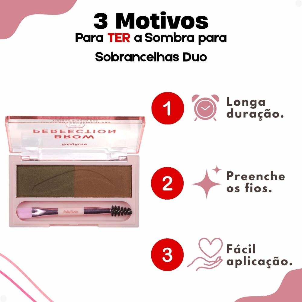 Sombra para Sobrancelhas Duo Ruby Rose Brow Perfection Duo 03 HB-E2501-3 ÚNICO 7