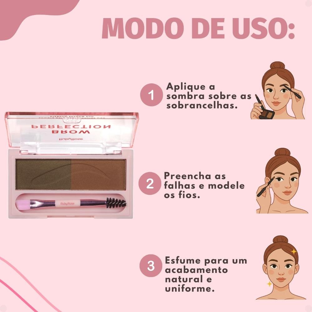 Sombra para Sobrancelhas Duo Ruby Rose Brow Perfection Duo 03 HB-E2501-3 ÚNICO 8