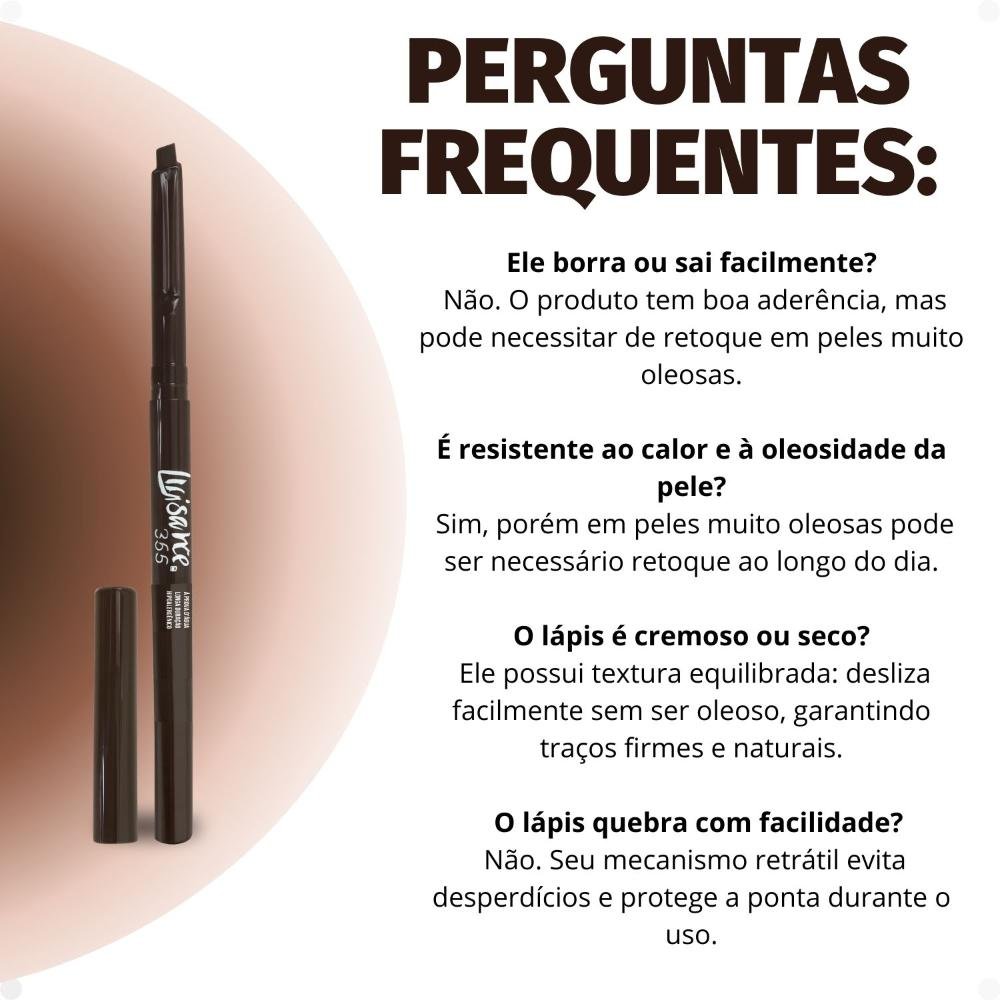 Lápis Retrátil Para Sobrancelha Luisance 365 Castanho Claro Hipoalergênico L5218 ÚNICO 6