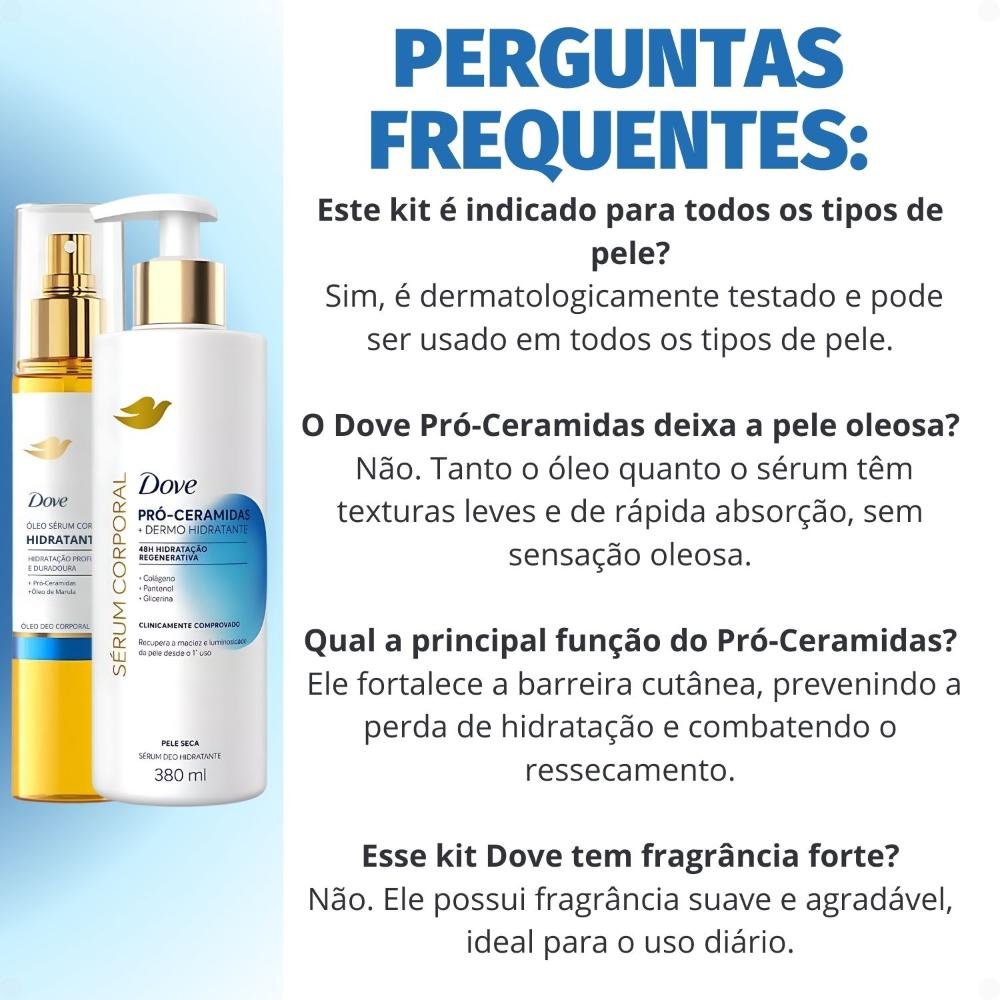 Kit Dove Hidratante Pró-ceramidas: Óleo Sérum Deo Corporal 150ml e Sérum Deo Hidratante 380ml ÚNICO 7