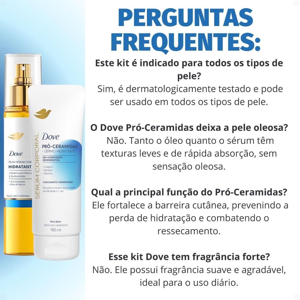 Kit Dove Hidratante Pró-Ceramidas: Óleo Sérum Deo Corporal 150ml e Sérum Deo Hidratante 180ml ÚNICO 7