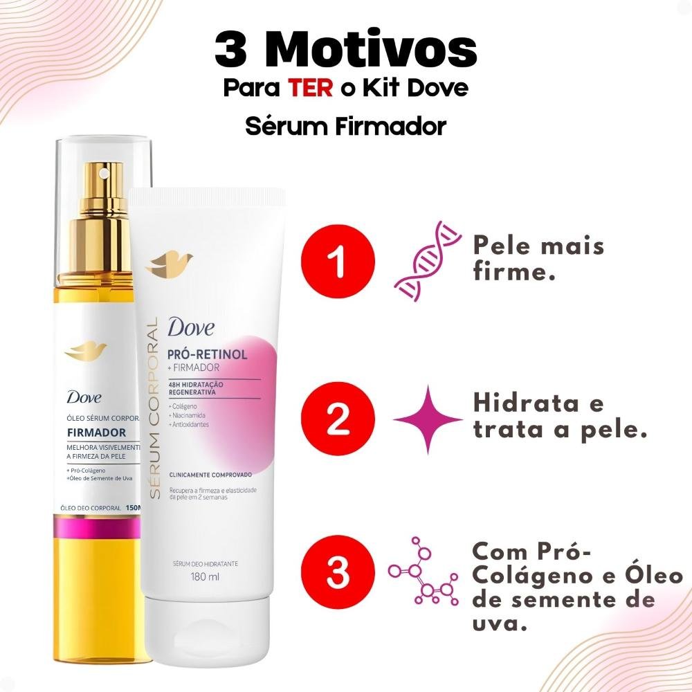 Kit Dove Firmador Colágeno: Óleo Sérum Deo Corporal 150ml e Sérum Deo Hidratante 180ml ÚNICO 5
