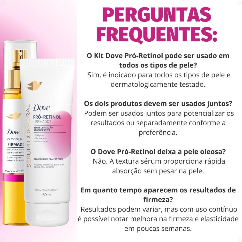 Kit Dove Firmador Colágeno: Óleo Sérum Deo Corporal 150ml e Sérum Deo Hidratante 180ml ÚNICO 7
