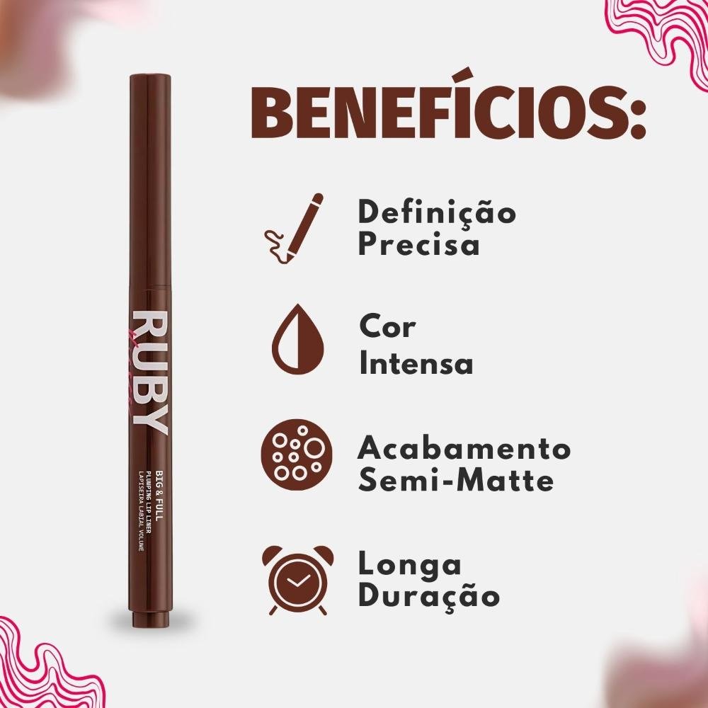 Lapiseira Labial Volume Ruby Kisses Kiss New York Big e Full Warm Brown Roxo 2