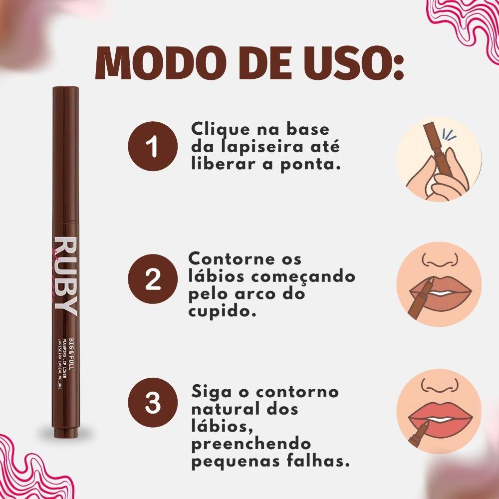 Lapiseira Labial Volume Ruby Kisses Kiss New York Big e Full Warm Brown Roxo 6
