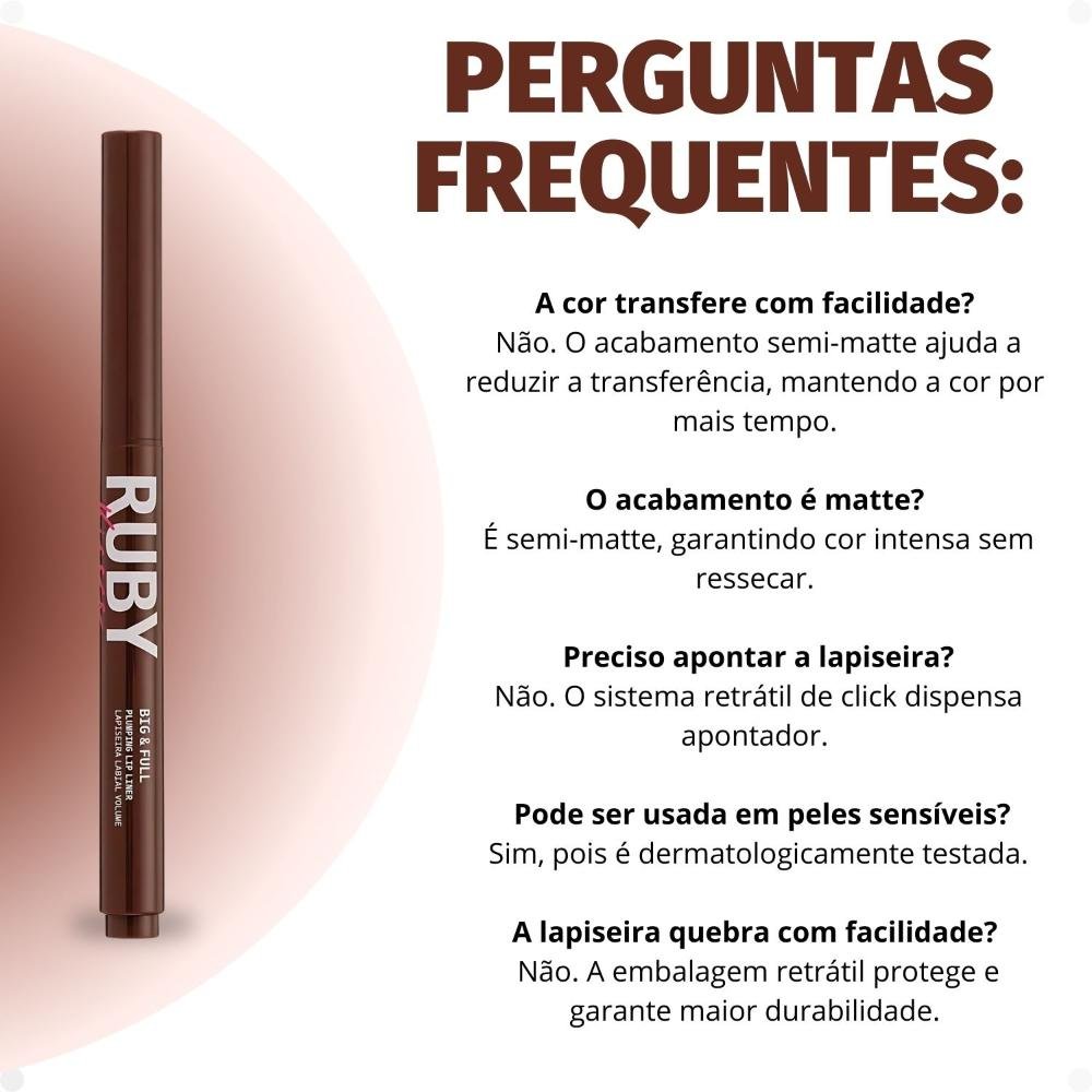 Lapiseira Labial Volume Ruby Kisses Kiss New York Big e Full Warm Brown Roxo 7