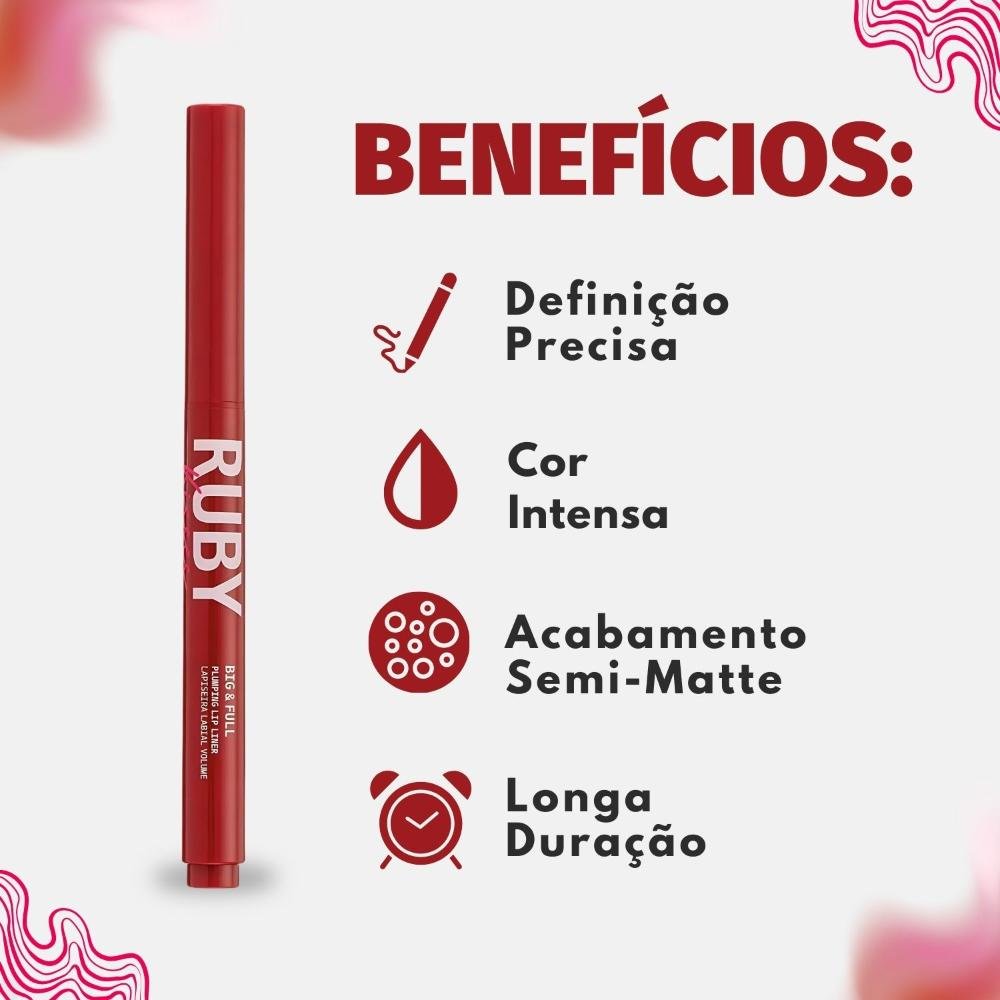 Lapiseira Labial Volume Ruby Kisses Kiss New York Big e Full Deep Red Marrom 2