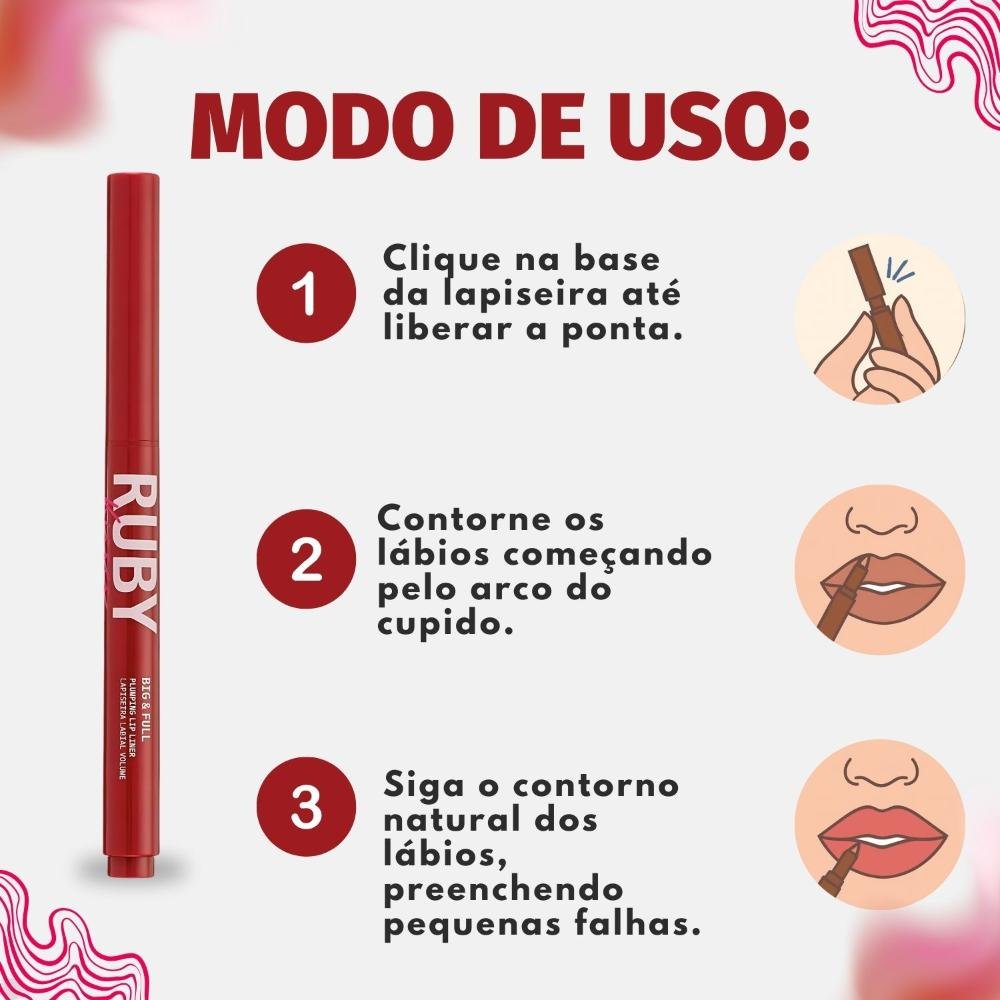 Lapiseira Labial Volume Ruby Kisses Kiss New York Big e Full Deep Red Marrom 6