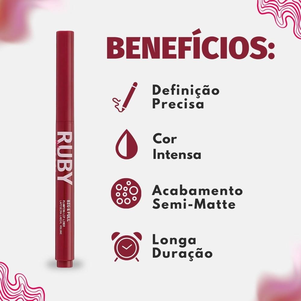 Lapiseira Labial Volume Ruby Kisses Kiss New York Big e Full Red Wine Marrom 2