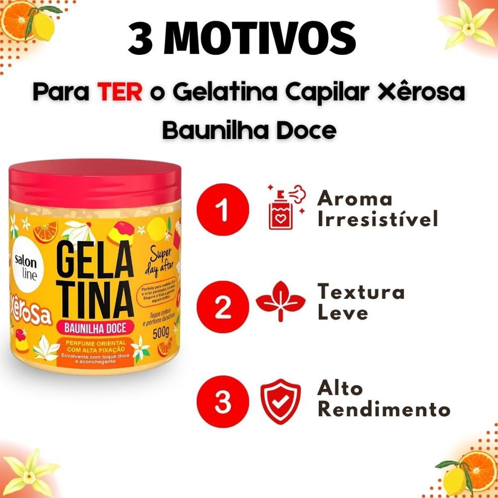 Gelatina Capilar Salon Line Xêrosa Baunilha Doce 500g 500g 5