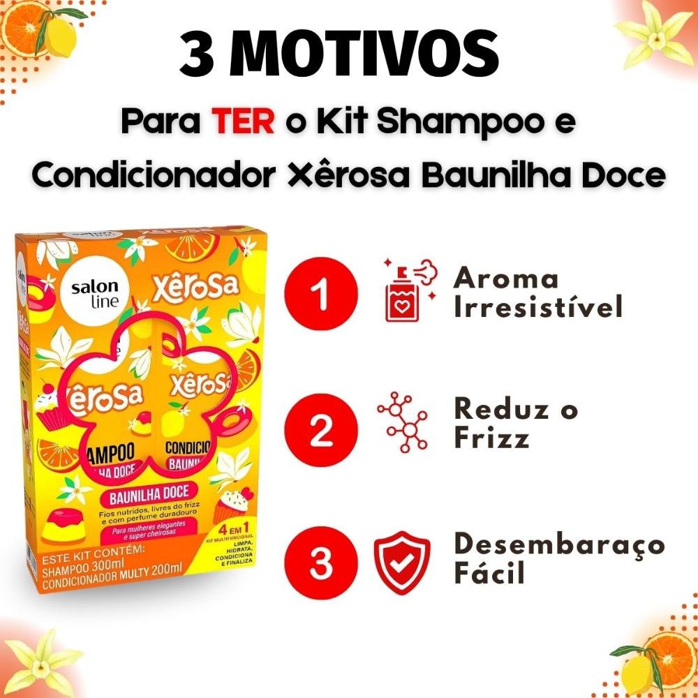 Kit Salon Line Xêrosa Baunilha Doce: Shampoo 300ml e Condicionador 200ml 200ml 5