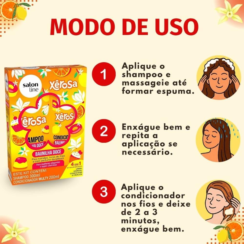 Kit Salon Line Xêrosa Baunilha Doce: Shampoo 300ml e Condicionador 200ml 200ml 6