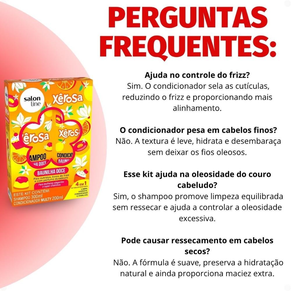 Kit Salon Line Xêrosa Baunilha Doce: Shampoo 300ml e Condicionador 200ml 200ml 7