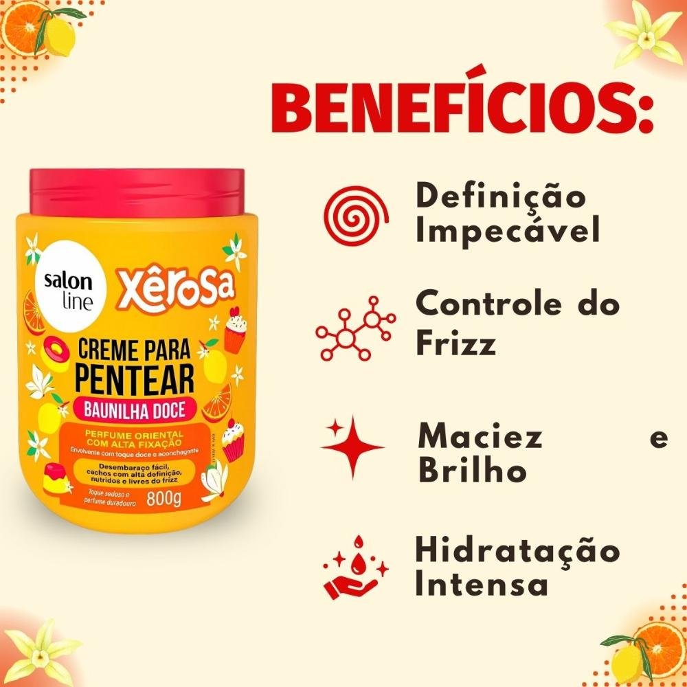 Creme Para Pentear Salon Line Xêrosa Baunilha Doce 800g 800g 2