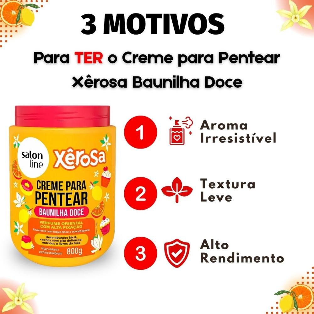 Creme Para Pentear Salon Line Xêrosa Baunilha Doce 800g 800g 5