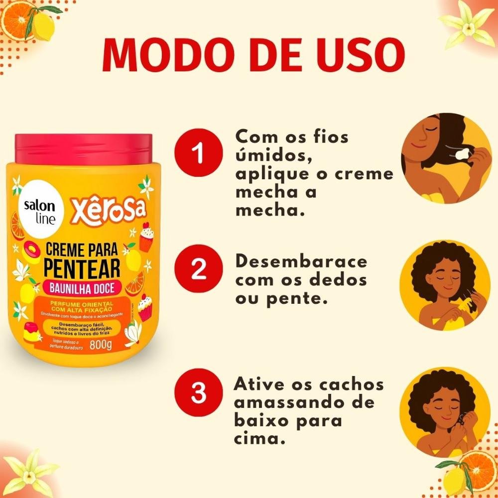 Creme Para Pentear Salon Line Xêrosa Baunilha Doce 800g 800g 6