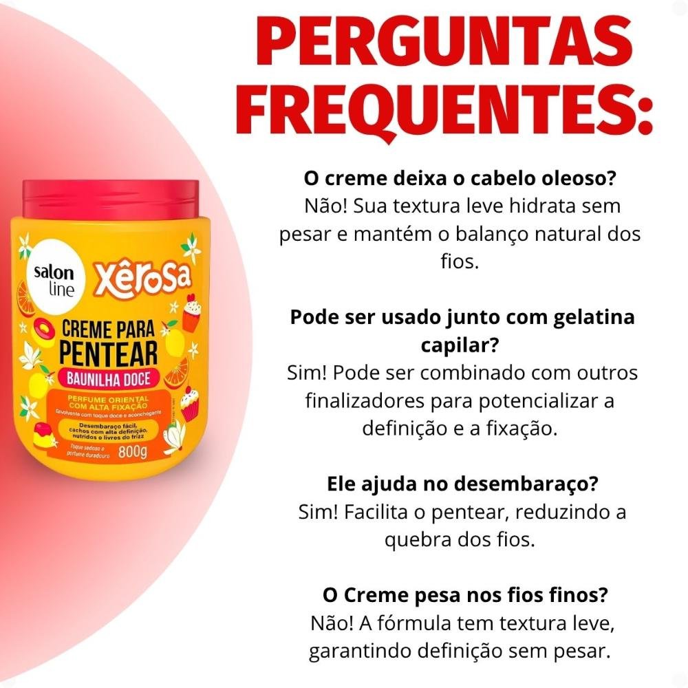 Creme Para Pentear Salon Line Xêrosa Baunilha Doce 800g 800g 7