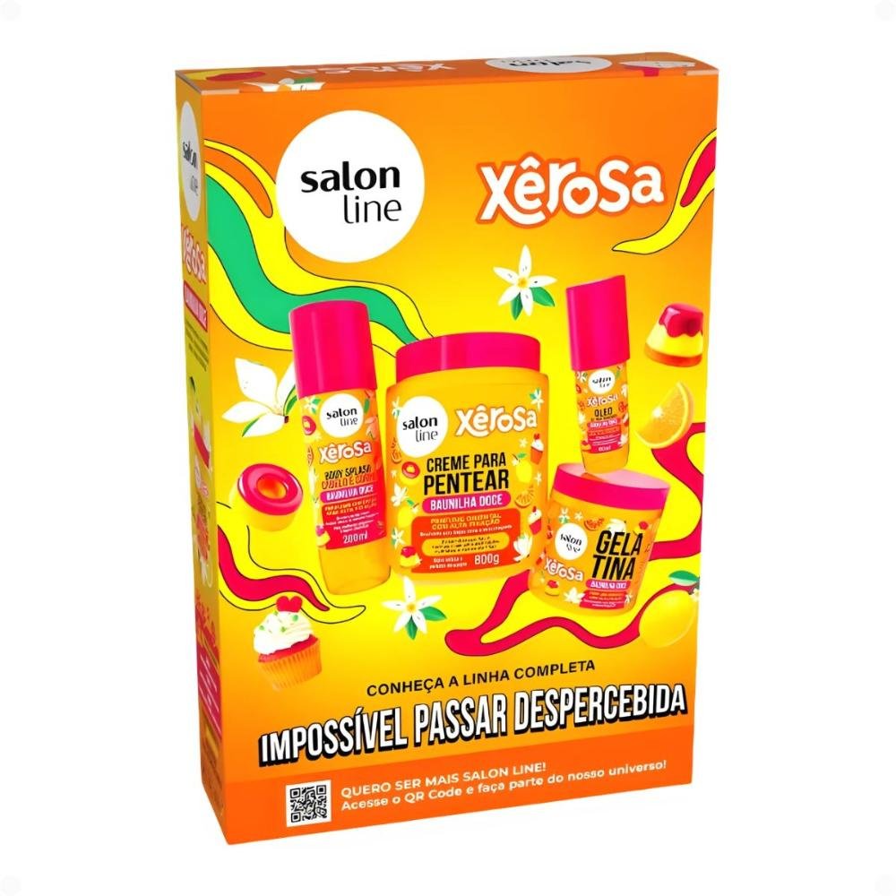 Kit Salon Line Xêrosa Baunilha Doce: Shampoo e Condicionador 200ml + Creme Para Pentear 800g ÚNICO 3