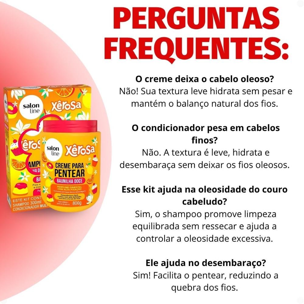 Kit Salon Line Xêrosa Baunilha Doce: Shampoo e Condicionador 200ml + Creme Para Pentear 800g ÚNICO 8