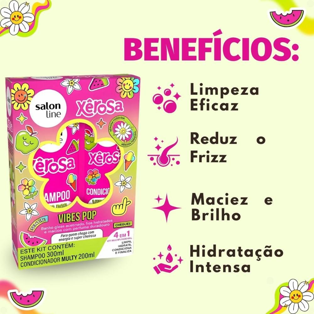 Kit Salon Line Xêrosa Vibes Pop: Shampoo 300ml e Condicionador Multy 200ml ÚNICO 2