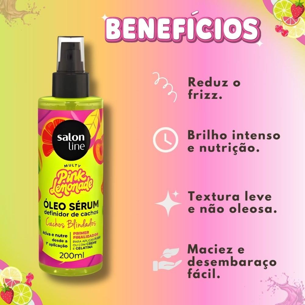 Óleo Sérum Capilar Salon Line Multy Pink Lemonade Definidor De Cachos 200ml 200ml 2