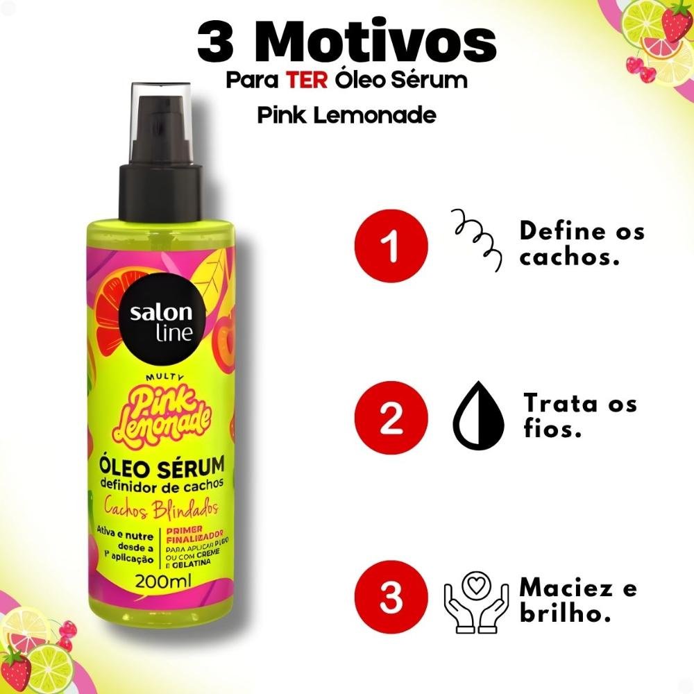 Óleo Sérum Capilar Salon Line Multy Pink Lemonade Definidor De Cachos 200ml 200ml 5