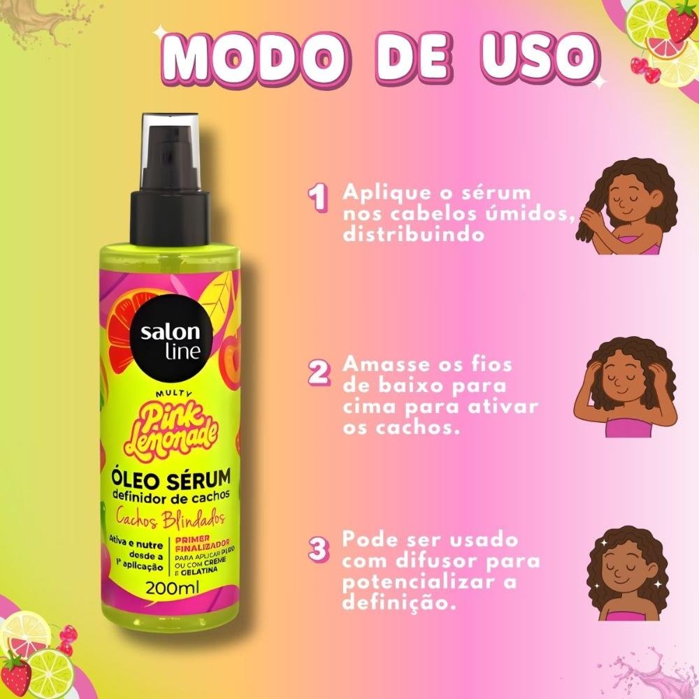 Óleo Sérum Capilar Salon Line Multy Pink Lemonade Definidor De Cachos 200ml 200ml 6