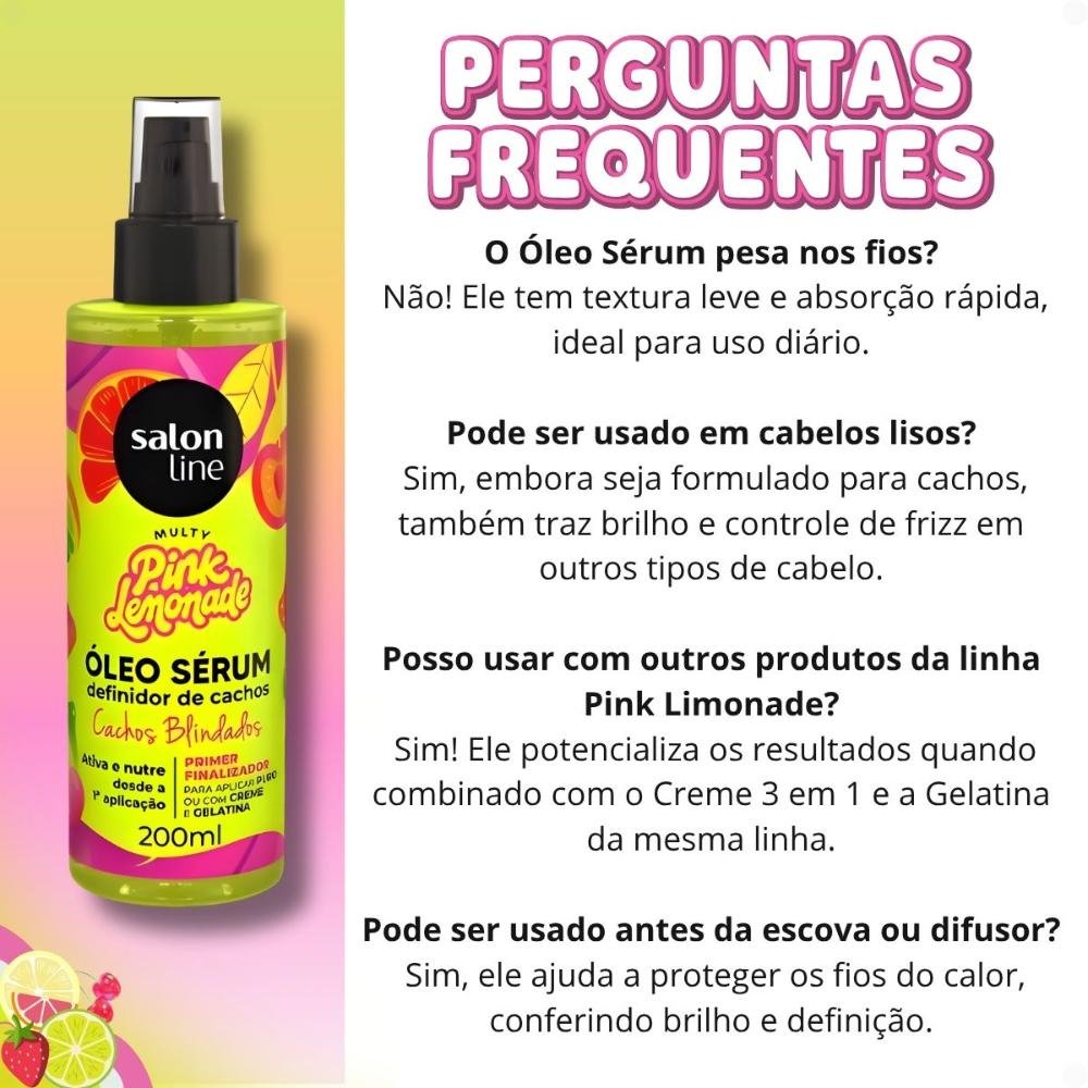 Óleo Sérum Capilar Salon Line Multy Pink Lemonade Definidor De Cachos 200ml 200ml 7
