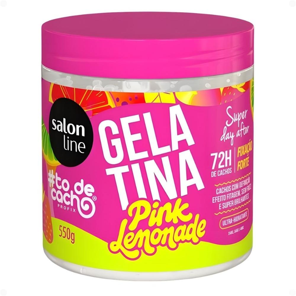 Kit Salon Line Pink Lemonade Cachos Dos Sonhos: Shampoo, Creme Multy, Creme Capilar 1kg e Gelatina Capilar 550g ÚNICO 5
