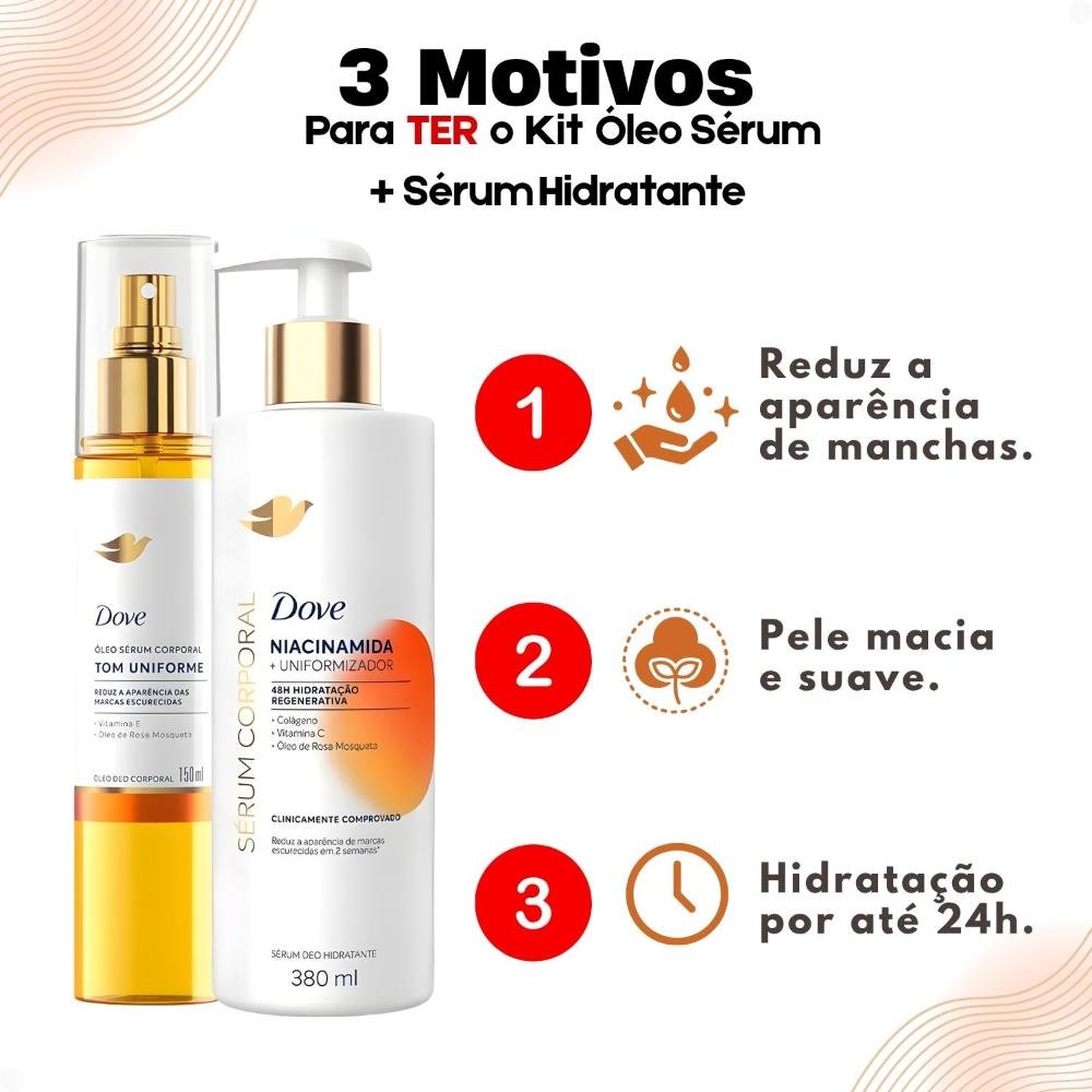 Kit Dove Tom Uniforme: Óleo Sérum Deo Corporal 150ml e Sérum Deo Hidratante 380ml ÚNICO 5
