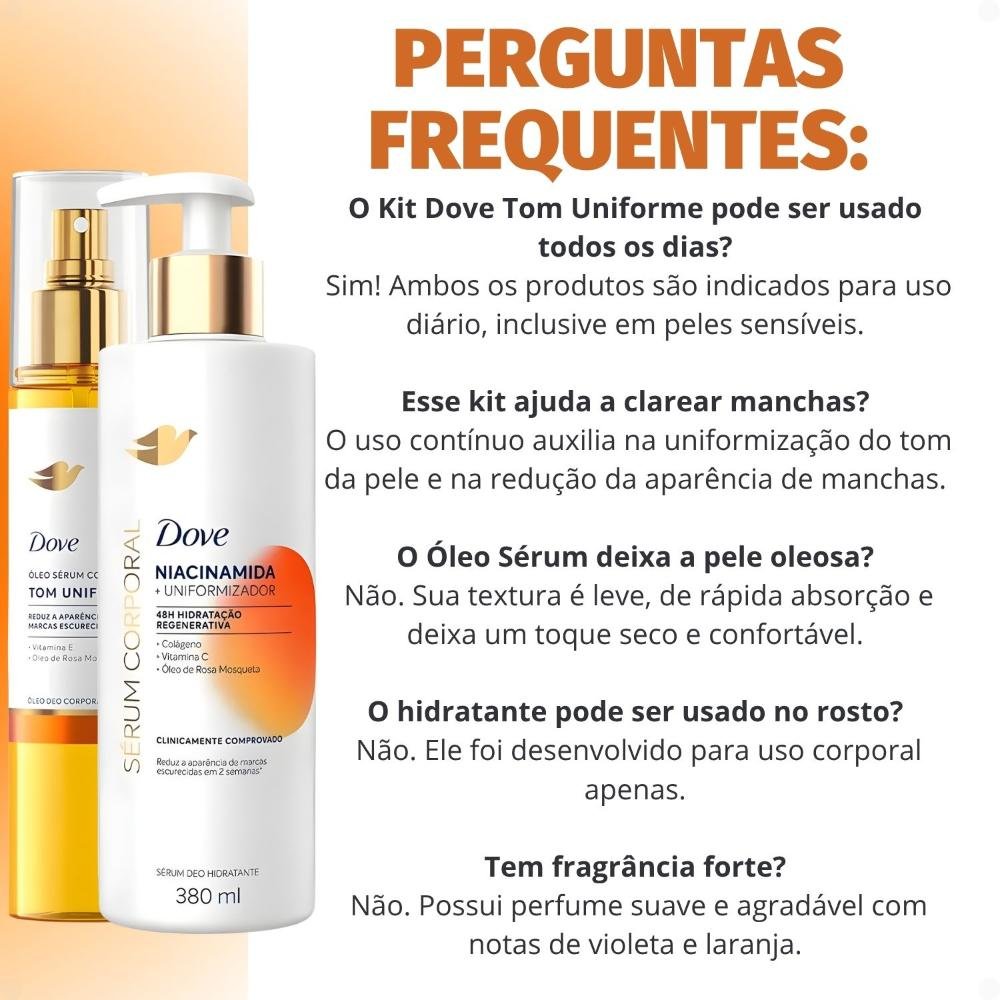 Kit Dove Tom Uniforme: Óleo Sérum Deo Corporal 150ml e Sérum Deo Hidratante 380ml ÚNICO 7