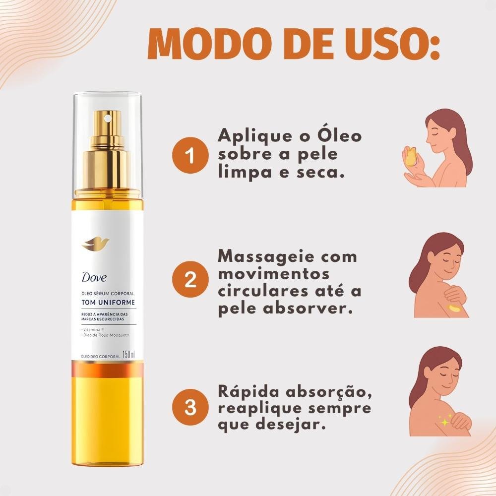 Óleo Sérum Corporal Dove Tom Uniforme Óleo De Rosa Mosqueta 150ml 150ml 6