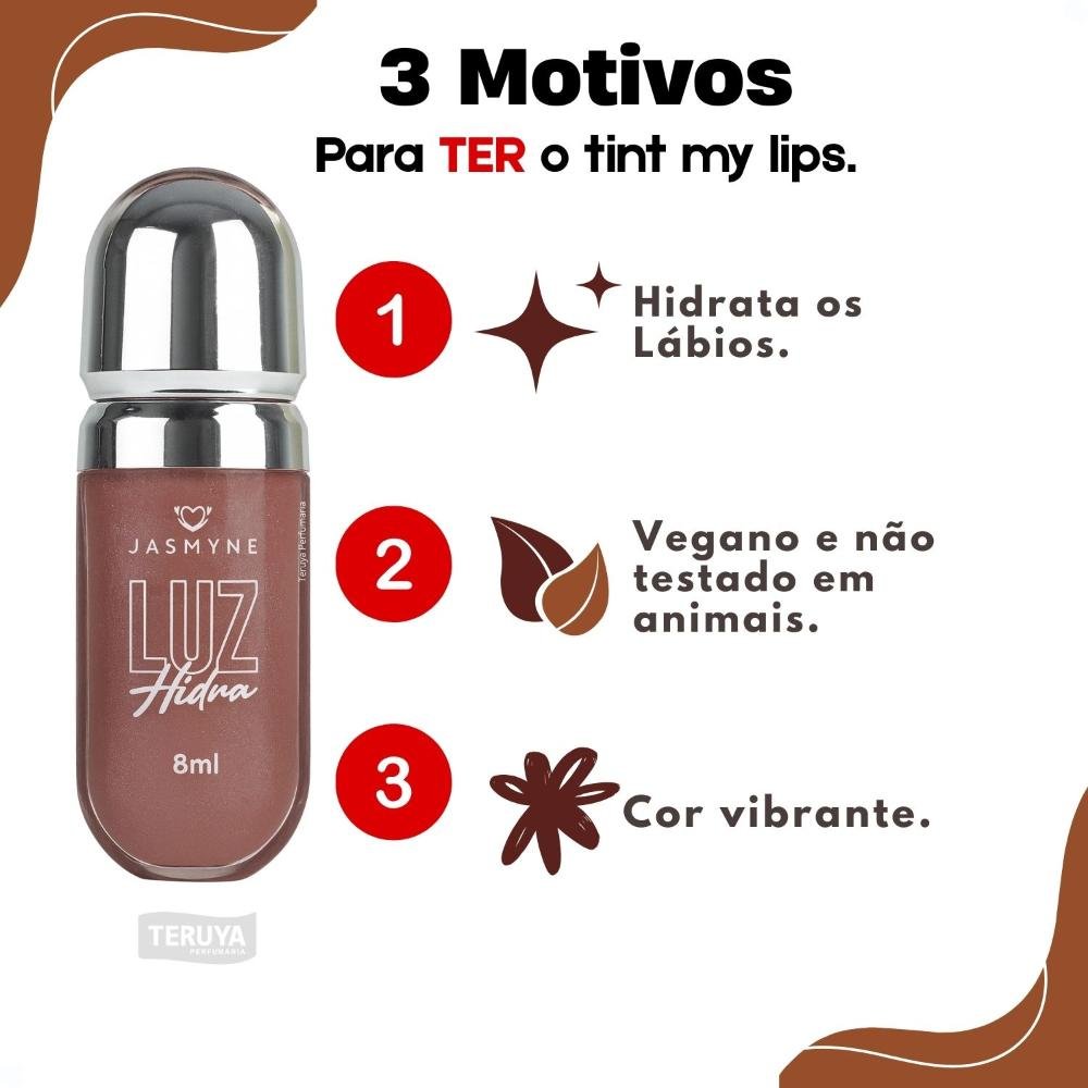 Brilho Labial Jasmyne Luz Hidra  Caramelo Intenso J0116 Caramelo Intenso 5