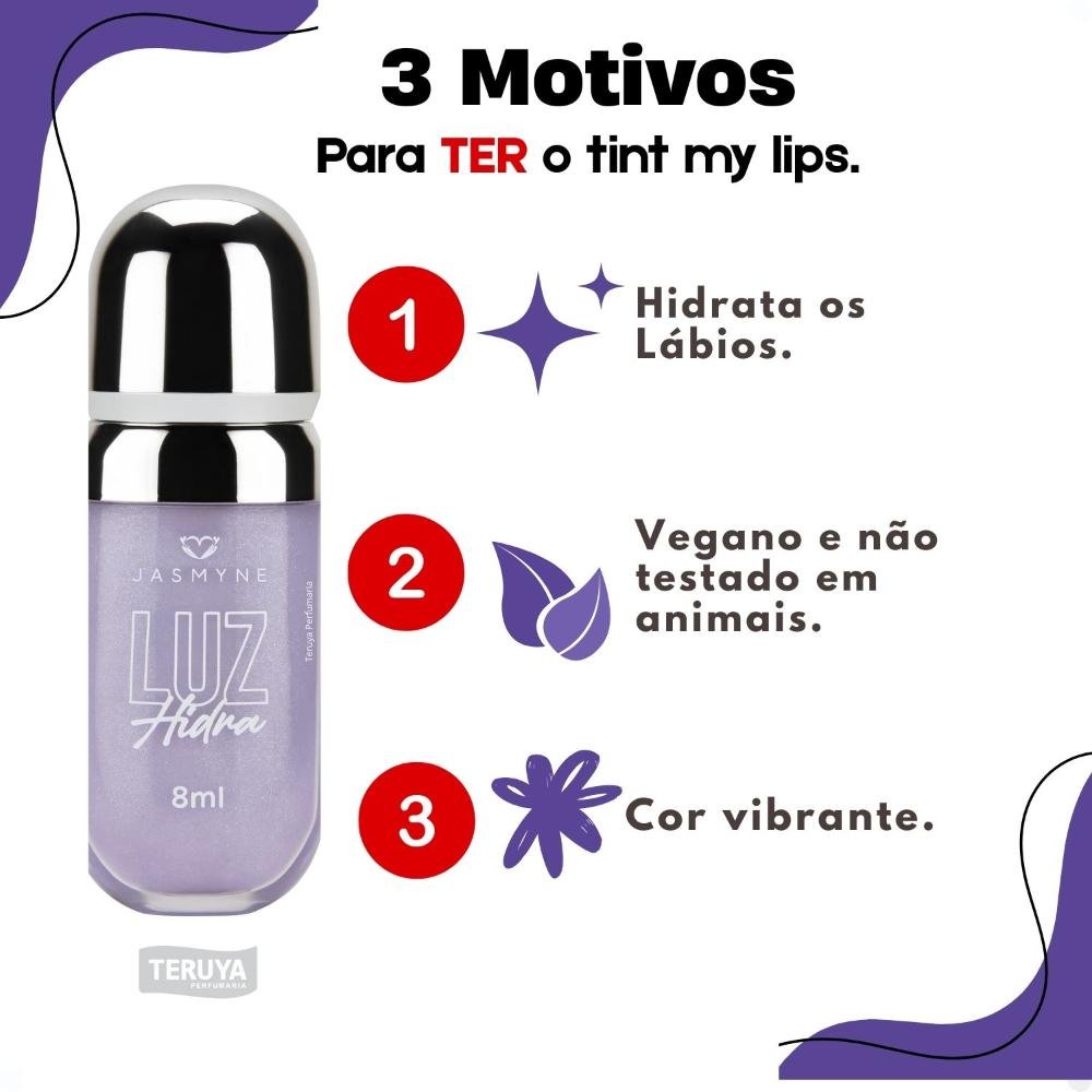 Brilho Labial Jasmyne Luz Hidra Lilás Brilhante J0116 Lilás Brilhante 6