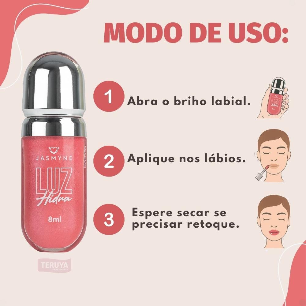 Brilho Labial Jasmyne Luz Hidra Rosa Brilhante J0116 Rosa Brilhante 6