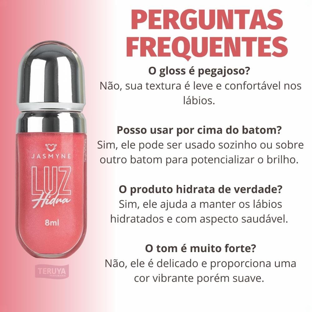 Brilho Labial Jasmyne Luz Hidra Rosa Brilhante J0116 Rosa Brilhante 7