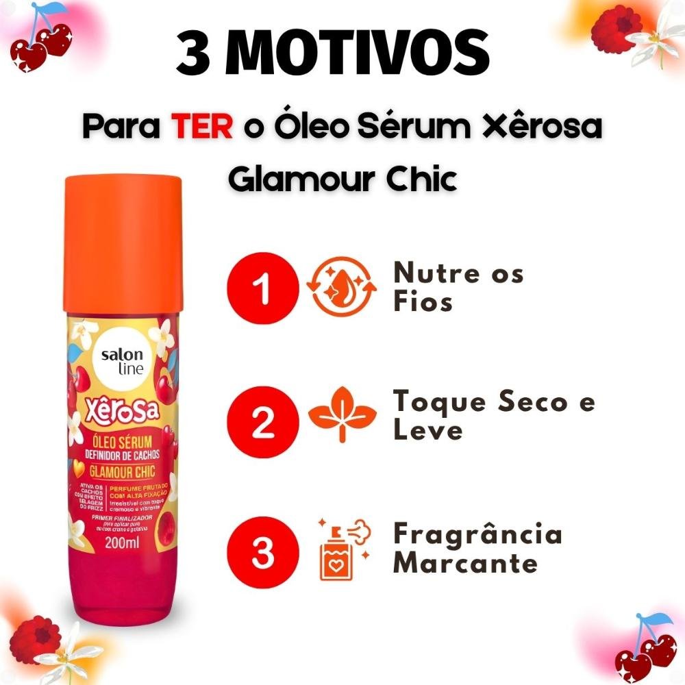 Óleo Sérum Capilar Salon Line Xêrosa Glamour Chic Definidor De Cachos 200ml 200ml 5