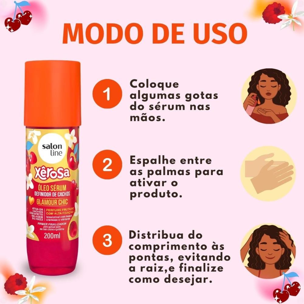 Óleo Sérum Capilar Salon Line Xêrosa Glamour Chic Definidor De Cachos 200ml 200ml 6