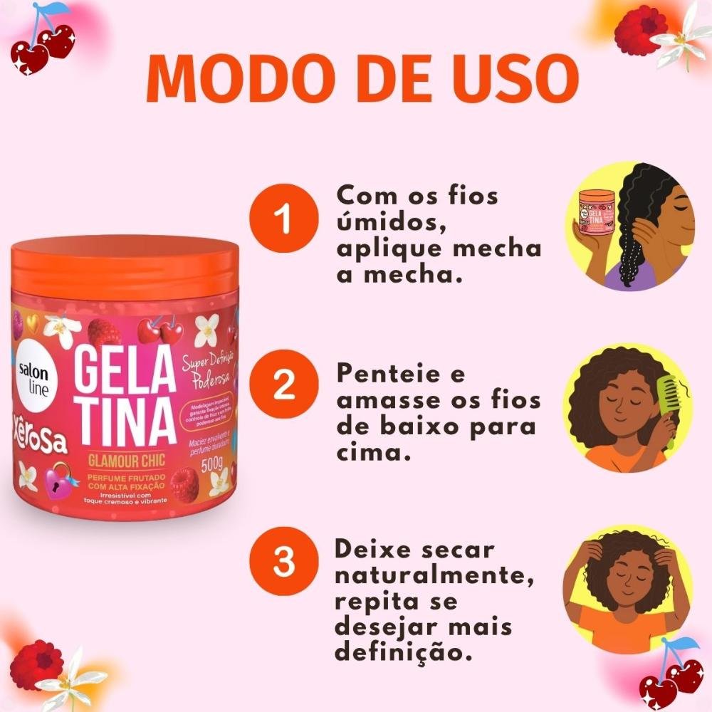 Gelatina Capilar Salon Line Xêrosa Glamour Chic Super Definição Poderosa 500g 500g 6