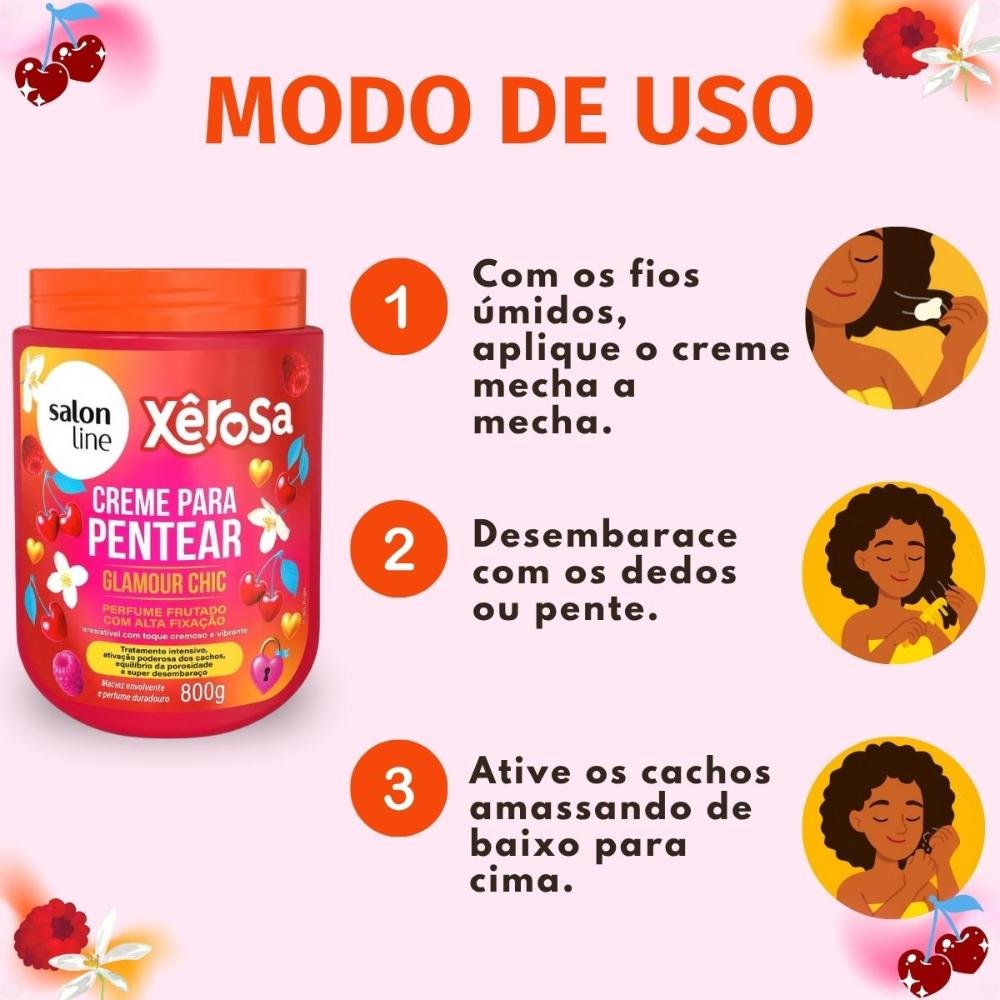 Creme Para Pentear Salon Line Xêrosa Glamour Chic 800g 800g 6