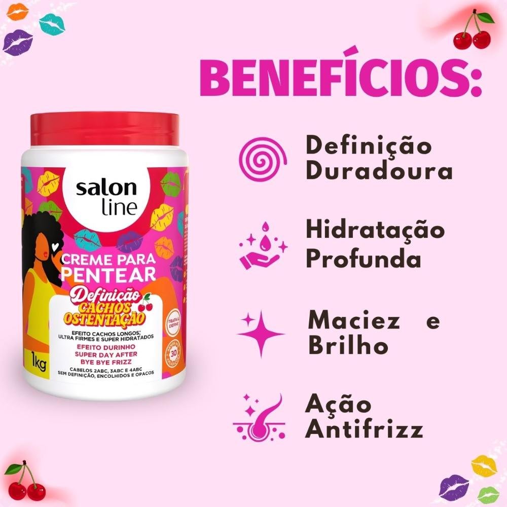 Creme Para Pentear Salon Line Definição Cachos Ostentação 1kg 1kg 2