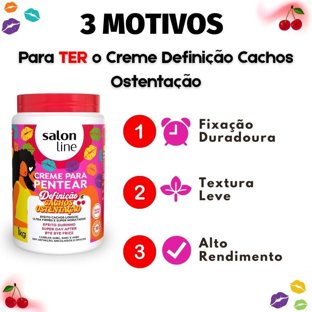 Creme Para Pentear Salon Line Definição Cachos Ostentação 1kg 1kg 5