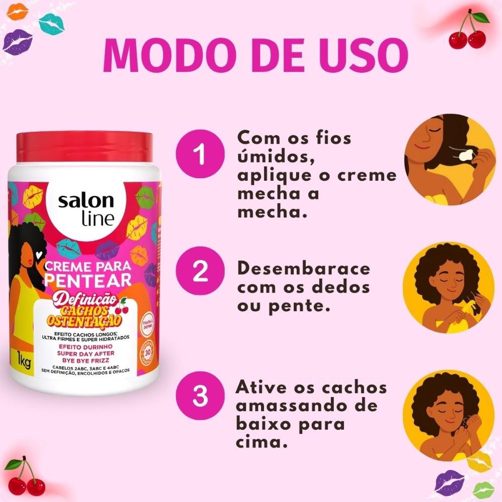 Creme Para Pentear Salon Line Definição Cachos Ostentação 1kg 1kg 6